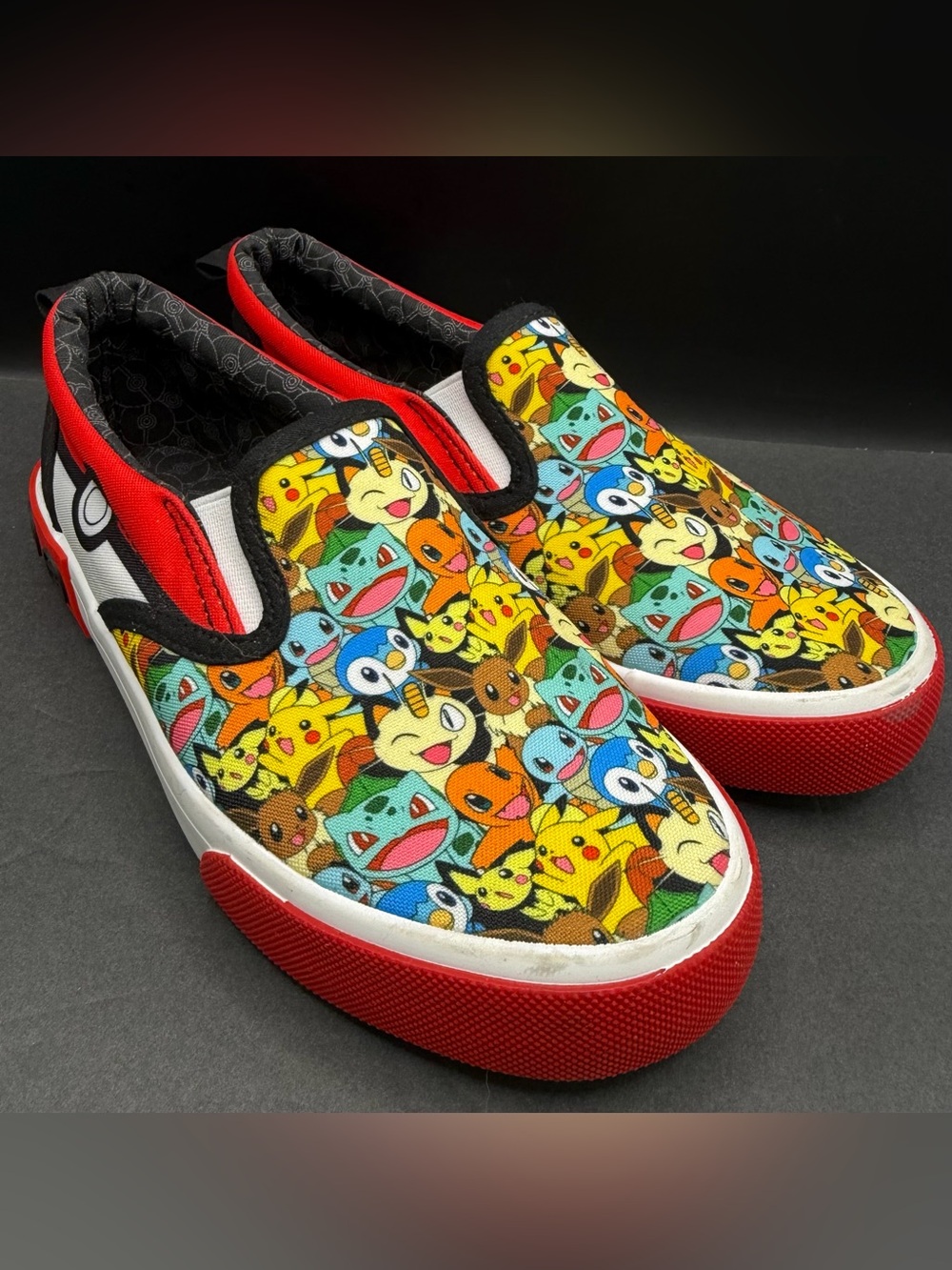 Pokémon- Ground Up, Kids Slip-On Canvas Sneakers - Multicolor w/Red Accents-2